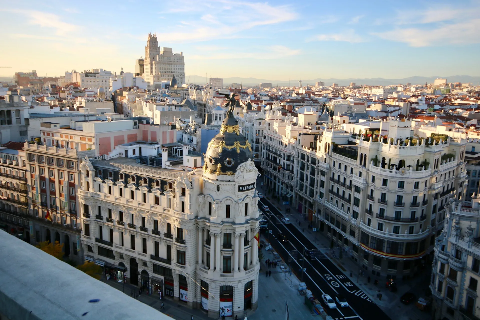 Vista de Gran Vía, en el centro de Madrid